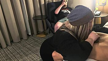 First Huge Cock Deepthroat Cuckold Experience with Curvy Blonde