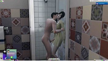ww jv jumps in shower for wet fun before bathing