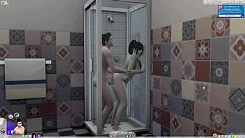 ww jv jumps in shower for wet fun before bathing