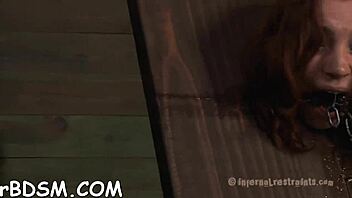 redhead bimbo slave sucks massive bdsm sex toy hardcore