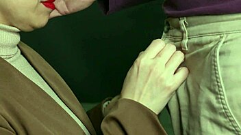 office handjob ends with massive facial cumshot explosion right after work