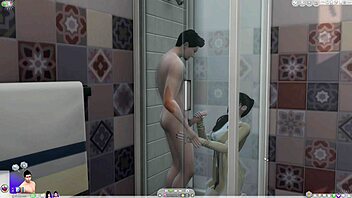ww jv jumps in shower for wet fun before bathing