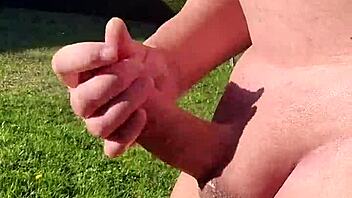 sunlit garden handjob feels so good outside