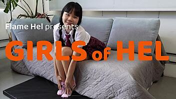 flame hel cuffs cute asian teen for after-school squirting sex frenzy 🔥😈💦