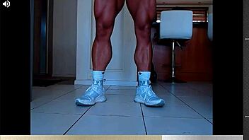 muscular fbb shows off her strong calves 💪🦵