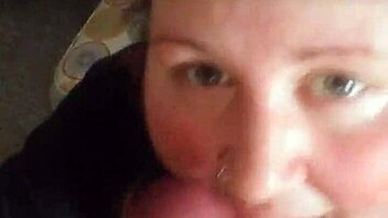 cutie flashes cock then sucks it deep in garage