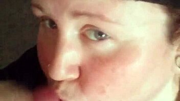 cutie flashes cock then sucks it deep in garage