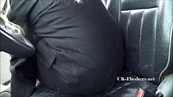 amateur blonde jakki flashes shaved pussy and sexy lingerie from her car voyeur style