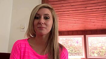 Blonde 18+ Lilly Banks Rides Monster Cock in Fishnets for Daddy Fantasy