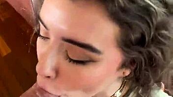 hot canadian blonde eden ivy gags sloppy on big cock pov
