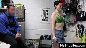 TEEN STEALS VIBRATOR, SUCKS BIG COCK TO PAY - OFFICE SHOPLIFTER PUNISHED!