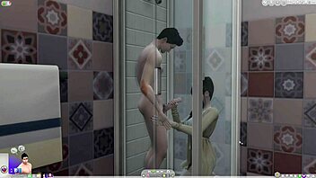 ww jv jumps in shower for wet fun before bathing