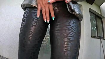 gardener blasts thick cum all over shiny down jacket