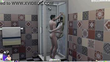 ww jv jumps in shower for wet fun before bathing