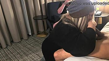 First Huge Cock Deepthroat Cuckold Experience with Curvy Blonde