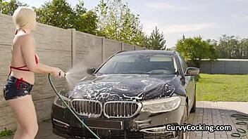Whoa! Blonde Bikini Babe's Soapy Car Wash Craves Monster Cock Pounding!