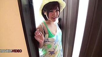 Hey, passionate Asian amateur Saya Tachibana teases her small tits in sultry JAV erotic play