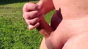 sunlit garden handjob feels so good outside