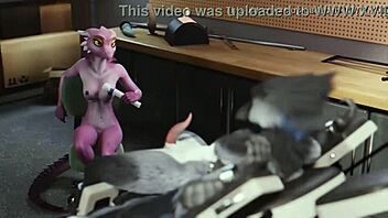 Furry bird bound tight milked hard by dominant girl machine!