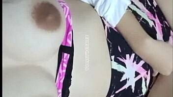 18yo college girl toys hairy pussy flashing huge tits backstage