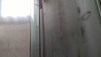 guy showers with monster cock stroking hard