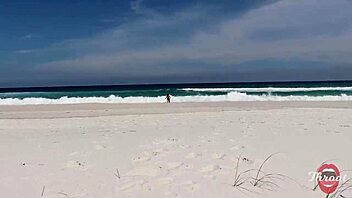Skinny short hair brunette teen gives beach blowjob deepthroat facial cumshot