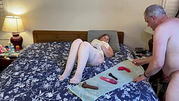 Granny Carmen Angel rides dildo missionary to creamy creampie finish