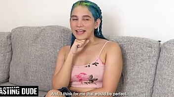 innocent latina gags on cock before anal debut