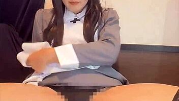Black-haired nurse ladyboy masturbates quietly in solo crossdressing frenzy!
