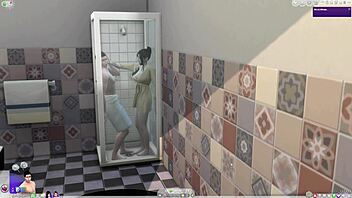ww jv jumps in shower for wet fun before bathing