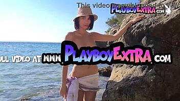 wow glamorous maria gutjahr strips naked flashing big natural tits at beach