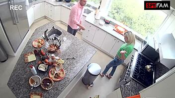 blonde babe begs for huge cock after holiday feast