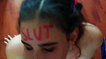 Lipstick-wearing slut gets facefucked, slapped, and spat on hard