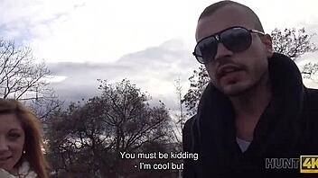 angry boyfriend watches slutty redhead gf cheat with stranger