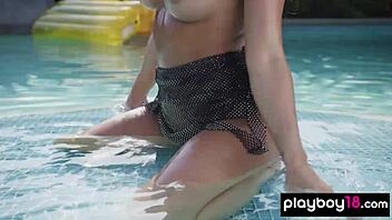 kaitlynn anderson strips nude poolside big tits tease
