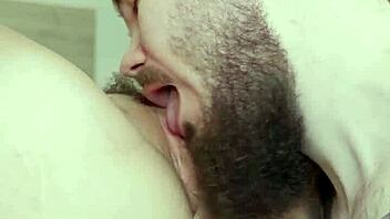 he licks my trimmed pussy lips until i squirt in his mouth