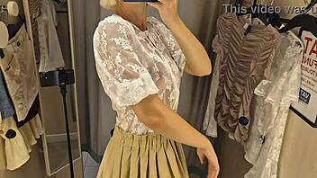sexy see-through try on flashing mall public 🏬👙