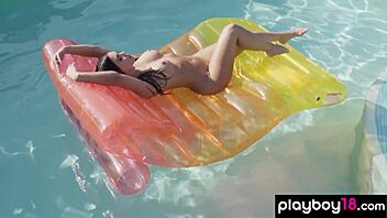 kaitlynn anderson strips nude poolside big tits tease
