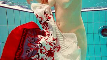 hot polish teen marketa teases bikini pussy underwater at the pool?