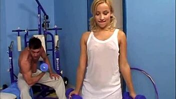 college coed blonde rides cock cowgirl then takes facial gym