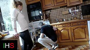 slutty blonde milf bent over kitchen counter for creampie cowgirl pounding 😈🍑💦🔥