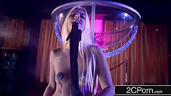 french blonde bombshell strips for oiled monster cock anal