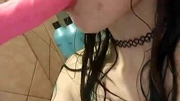 horny milf shower dildo tits masturbation