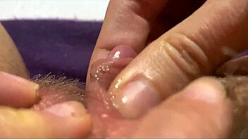 huge clit throbs as she jerks to explosive squirting orgasm!