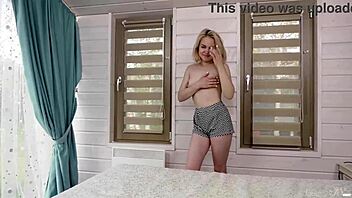 Cute Kira Stone Slaps Horny Wet Shaved Pussy