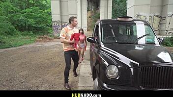 Tru Kait and lover go wild with makeup sex in the taxi