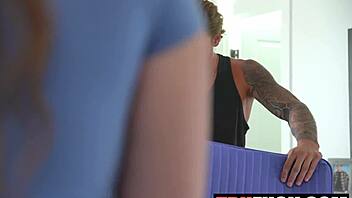 tiny cheerleader kait gunnar bishop lindsay lee sucks cock hard!