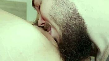 he licks my trimmed pussy lips until i squirt in his mouth