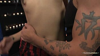 Tattooed Babe Strips, Sucks Long Dick, Then Rides It Wet