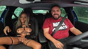 ana sasuga strips bare cruising wet sao paulo streets in car